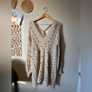 Ceil acrylic oversized medium made in USA off shoulder knit midi dress….